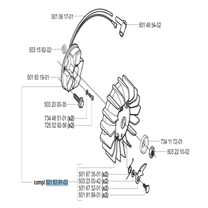 Tändsystem Kpl i gruppen Reservdelar Röjsågar / Röjsågar Husqvarna 200-serie / Reservdelar Husqvarna 265RX hos Motorsågsbutiken (5018391-03)