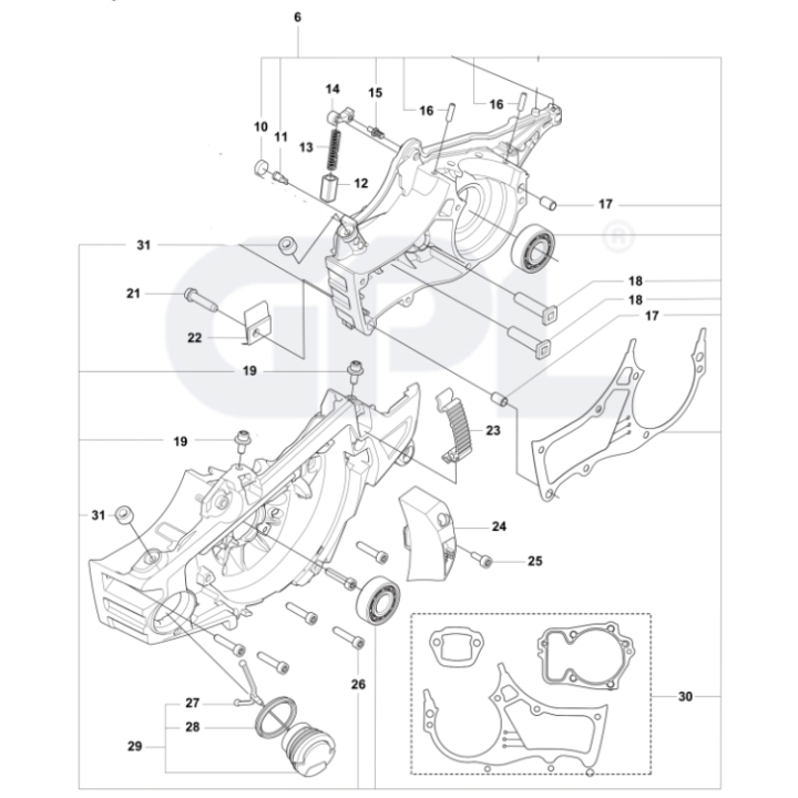CRANKCASE KIT LARGE SMS 562MAR i gruppen Reservdelar Motorsågar / Husqvarna Motorsågar 500-serie / Reservdelar Husqvarna 562XP/G Mark II hos Motorsågsbutiken (5368996-02)
