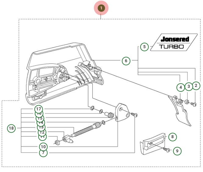 Kopplingskåpa i gruppen Reservdelar Motorsågar / Reservdelar Jonsered Motorsågar / Reservdelar Jonsered CS2188 hos Motorsågsbutiken (5370720-02)