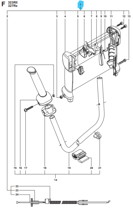 Handtagssyst Kpl i gruppen Reservdelar Röjsågar / Röjsågar Husqvarna 300-serie / Reservdelar Husqvarna 327RX hos Motorsågsbutiken (5374245-11)