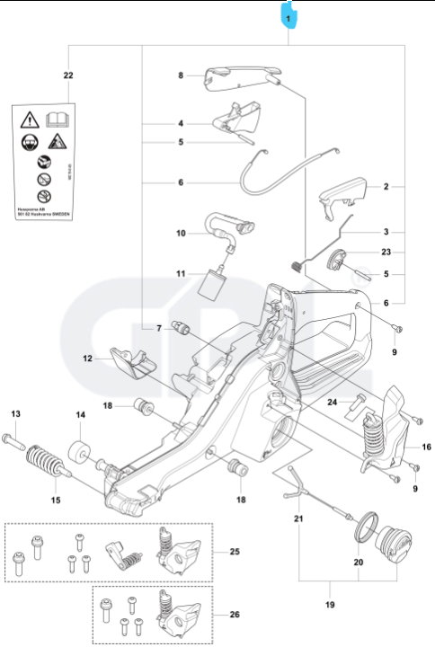 Bränsletank 564XPG i gruppen Reservdelar Motorsågar / Husqvarna Motorsågar 500-serie / Reservdelar Husqvarna 564XPG Fuel Inject hos Motorsågsbutiken (5405295-01)