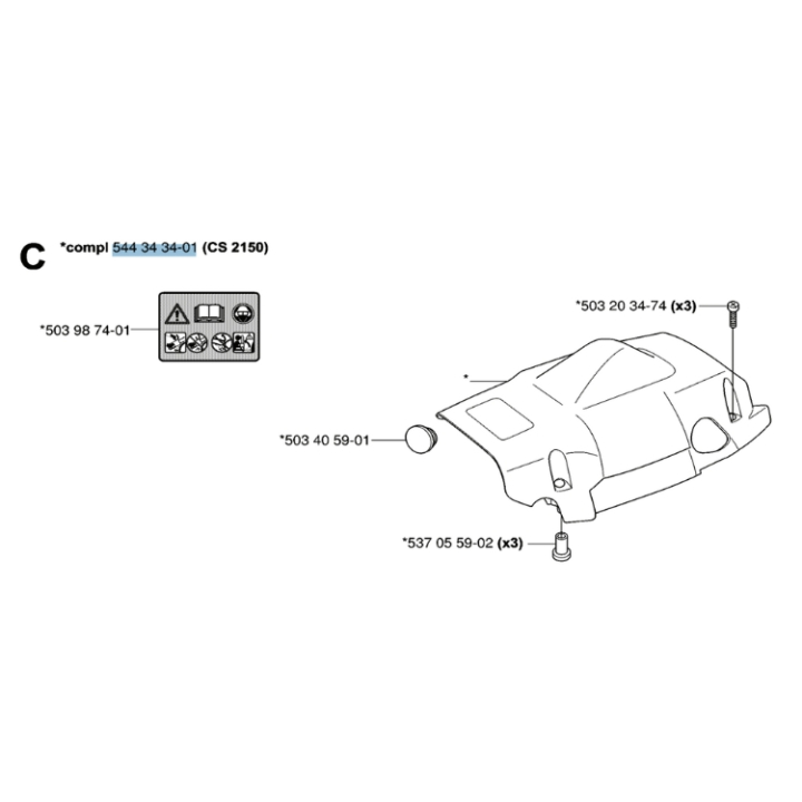 Cylinderkåpa 5443434-01 i gruppen Reservdelar Motorsågar / Diverse / Cylinderkåpa hos Motorsågsbutiken (5443434-01)