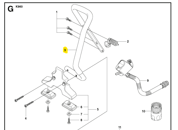 Handtag i gruppen Övriga Reservdelar / Reservdelar Husqvarna Motorkap / Reservdelar Husqvarna K960 hos Motorsågsbutiken (5444568-01)