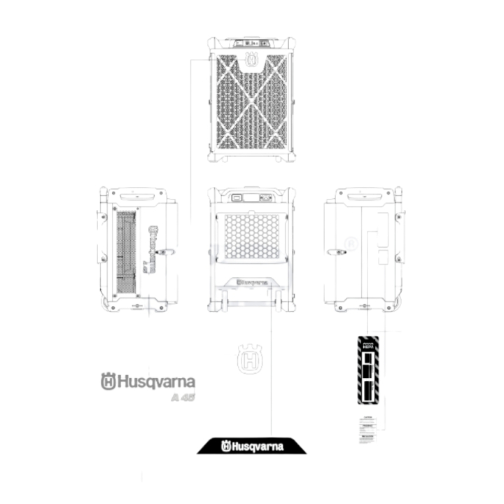 Decal kit a 45 eu/row i gruppen Övriga Reservdelar / Reservdelar Damm- & Slamutrustning / Reservdelar Husqvarna A45 hos Motorsågsbutiken (5478509-01)