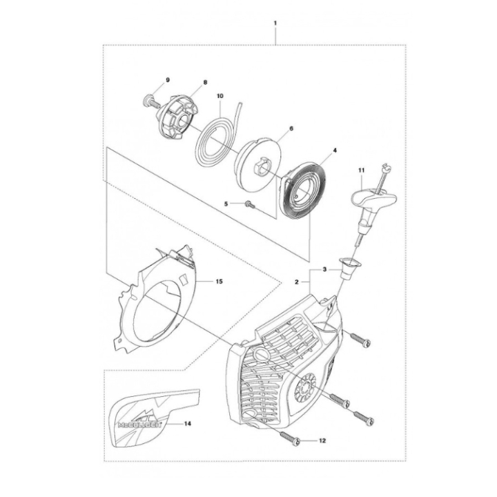 Startapparat Kpl i gruppen Reservdelar Motorsågar / Reservdelar McCulloch Motorsågar / Reservdelar McCulloch CS350 hos Motorsågsbutiken (5762742-03)