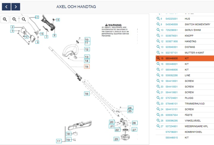 Sats Övre Drivaxel i gruppen  hos Motorsågsbutiken (5804466-30)