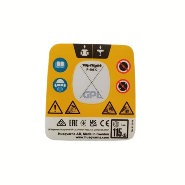 Decal Warning i gruppen Övriga Reservdelar / Reservdelar Husqvarna Motorkap / Reservdelar Husqvarna K970 hos Motorsågsbutiken (5849133-08)