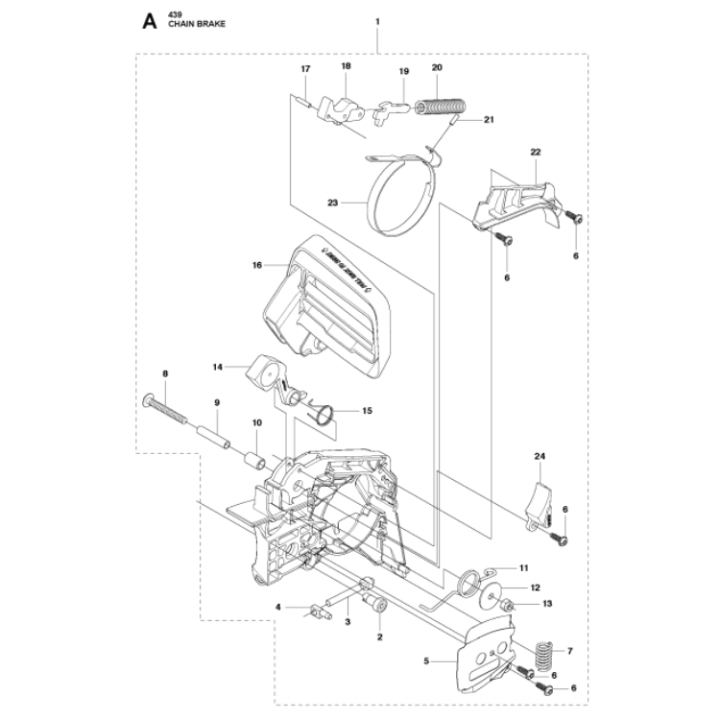 Clutch Cover Assy 439 i gruppen Reservdelar Motorsågar / Husqvarna Motorsågar 400-serie / Reservdelar Husqvarna 439 hos Motorsågsbutiken (5851350-01)