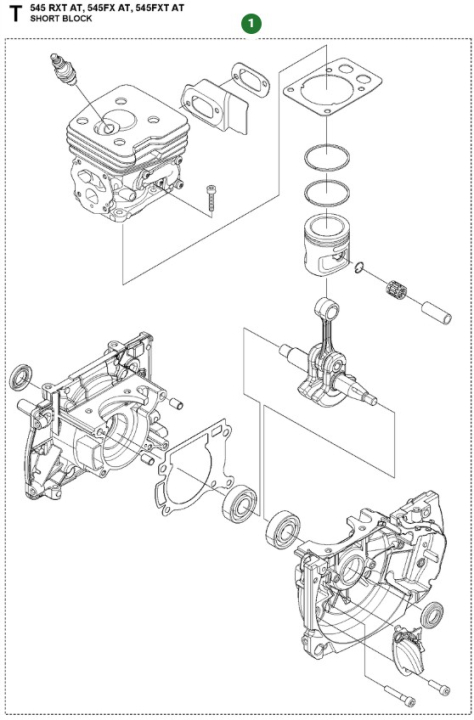 Short Block R15Iiat i gruppen Reservdelar Röjsågar / Röjsågar Husqvarna 500-serie / Reservdelar Husqvarna 545RX / T / Autotune hos Motorsågsbutiken (5900928-02)
