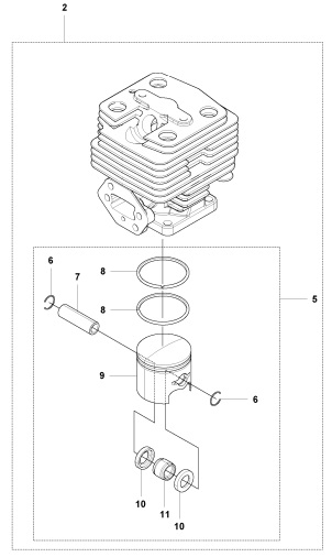 Cylinder Kit i gruppen Reservdelar Röjsågar / Röjsågar Husqvarna 500-serie / Reservdelar Husqvarna 541RS hos Motorsågsbutiken (5933050-01)