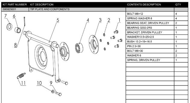 TIP PLATE AND COMPONENTS i gruppen Övriga Reservdelar / Reservdelar Husqvarna Snöslungor / Reservdelar Husqvarna ST124 hos Motorsågsbutiken (5959250-01)