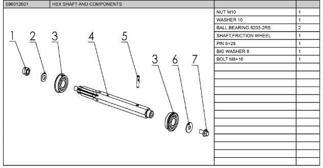HEX SHAFT AND COMPONENTS i gruppen Övriga Reservdelar / Reservdelar Husqvarna Snöslungor / Reservdelar Husqvarna ST124 hos Motorsågsbutiken (5960126-01)