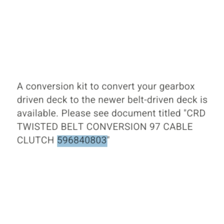 Service Kit 97 Crd Deck Cable i gruppen  hos Motorsågsbutiken (5968408-03)