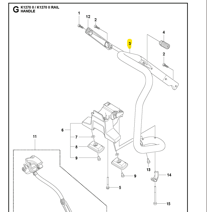 Handle i gruppen Övriga Reservdelar / Reservdelar Husqvarna Motorkap / Reservdelar Husqvarna K1270 hos Motorsågsbutiken (5996918-01)