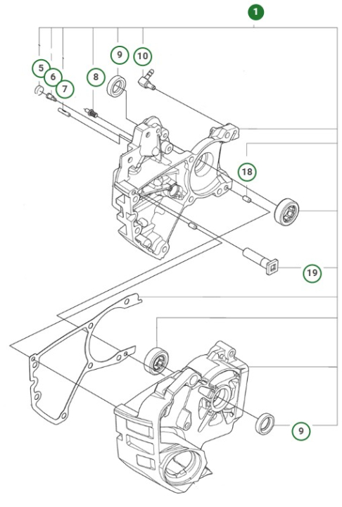 CRANKCASE ASSY TH, 39CC i gruppen Reservdelar Motorsågar / Husqvarna Motorsågar 500-serie / Reservdelar Husqvarna T540XP Mark III hos Motorsågsbutiken (5998093-02)