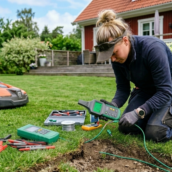 Reparation av slingavbrott robotgräsklippare i gruppen hos Motorsågsbutiken (Slingavbrott)