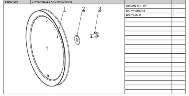 DRIVE PULLEY AND HARDWARE