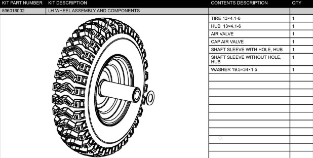 LH WHEEL ASSY AND COMPONENTS