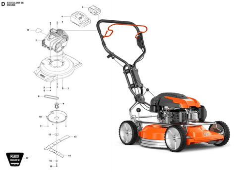 Gräsklippare med sprängskiss