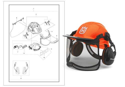 Husqvarna hjälm med sprängskiss