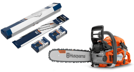 Svärd och kedjepaket med en Husqvarna motorsåg