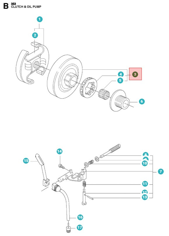 Kopplingstrumma 346XP, 353, 357XP, 359, CS2153