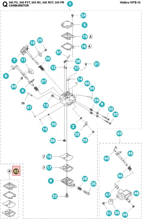 Packningssats Förgasare Walbro D10 Wte 5159996-01