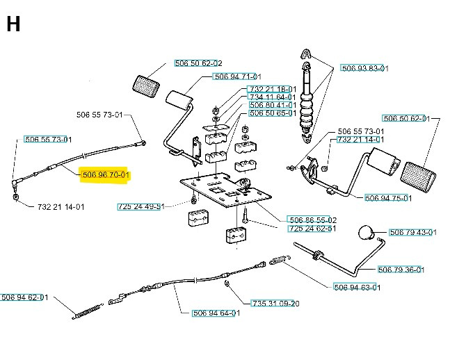 Vajer hydrostat Rider 13, 850HST, 970HST, ProFlex 18, 20, 1200