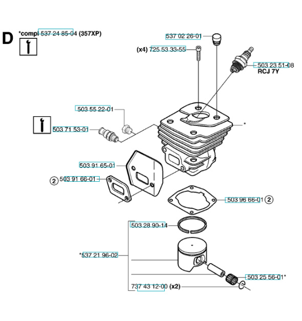 Cylinderkit Husqvarna 357XP, 359, CS2156, CS2159