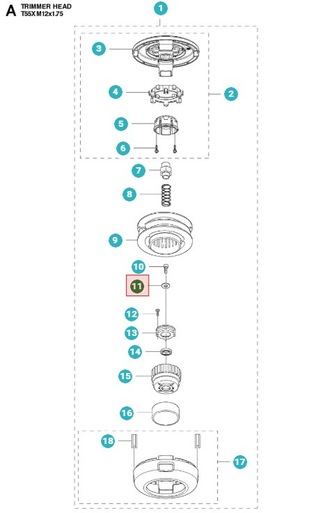 Bricka Trimmerhuvud T35, T45, T55