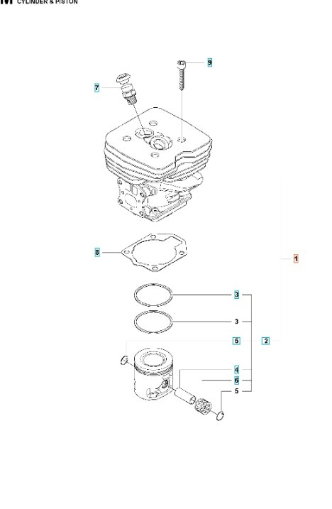 Cylinder Husqvarna 555FX, 555RXT, 355FX, 355RX