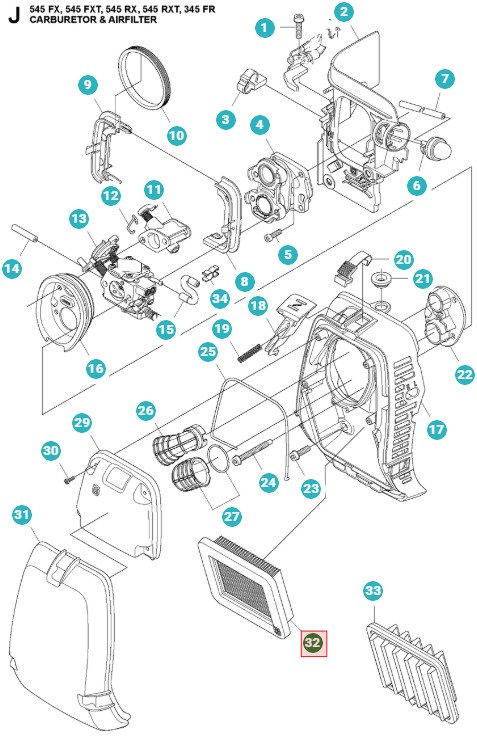 Luftfilter 345FR, 545FR, 545FX, 545RXT, 555FX, 555RXT