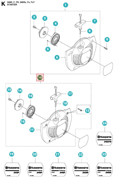 Startapparat Husqvarna 343FR, 345FX, 345RX