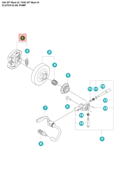 Koppling Husqvarna T540XP, T540XP Mark II, 540XP Mark III